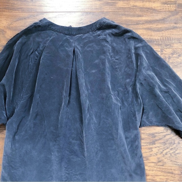 BCBGMaxAzria • black silk mini dress dolman sleeve cold shoulder shift tunic - Picture 10 of 10